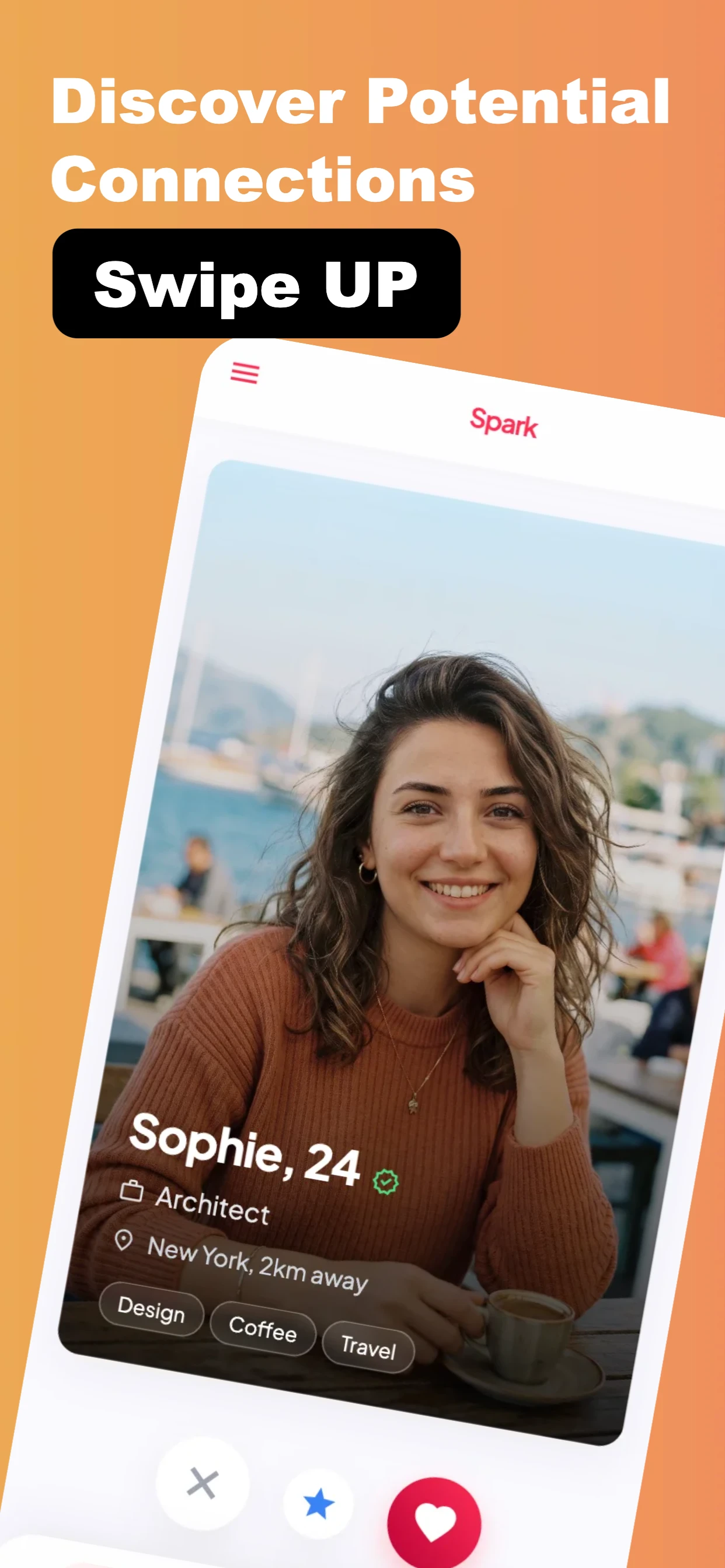 Dating App Theme app screenshot template — slide 1