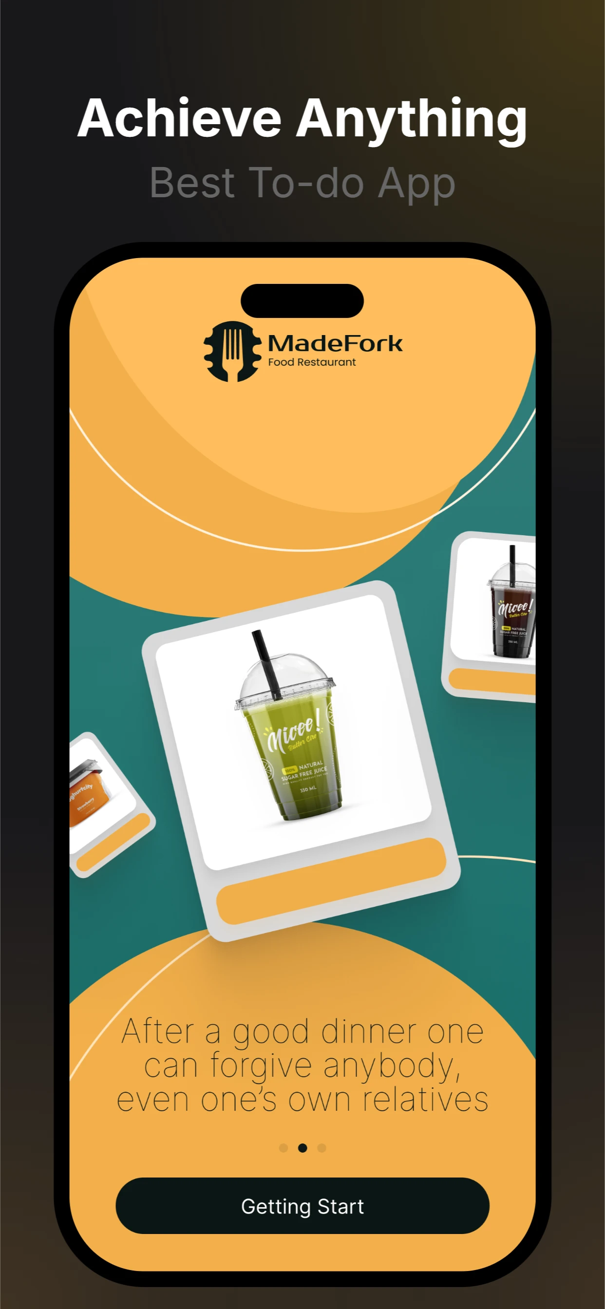 Simple Food App Theme app screenshot template — slide 1