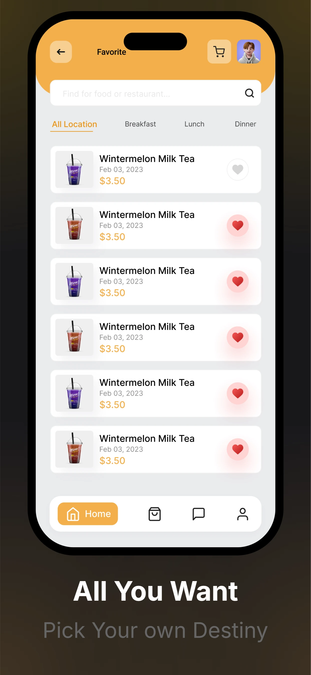 Simple Food App Theme app screenshot template — slide 2