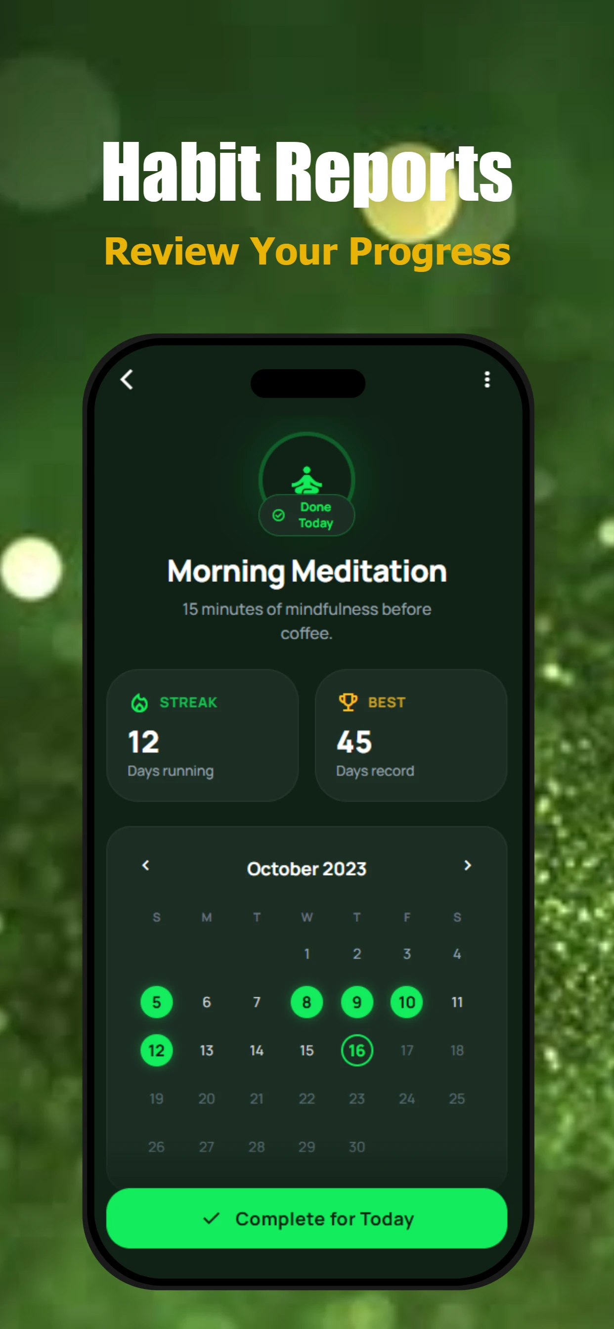 Green app screenshot template — slide 2