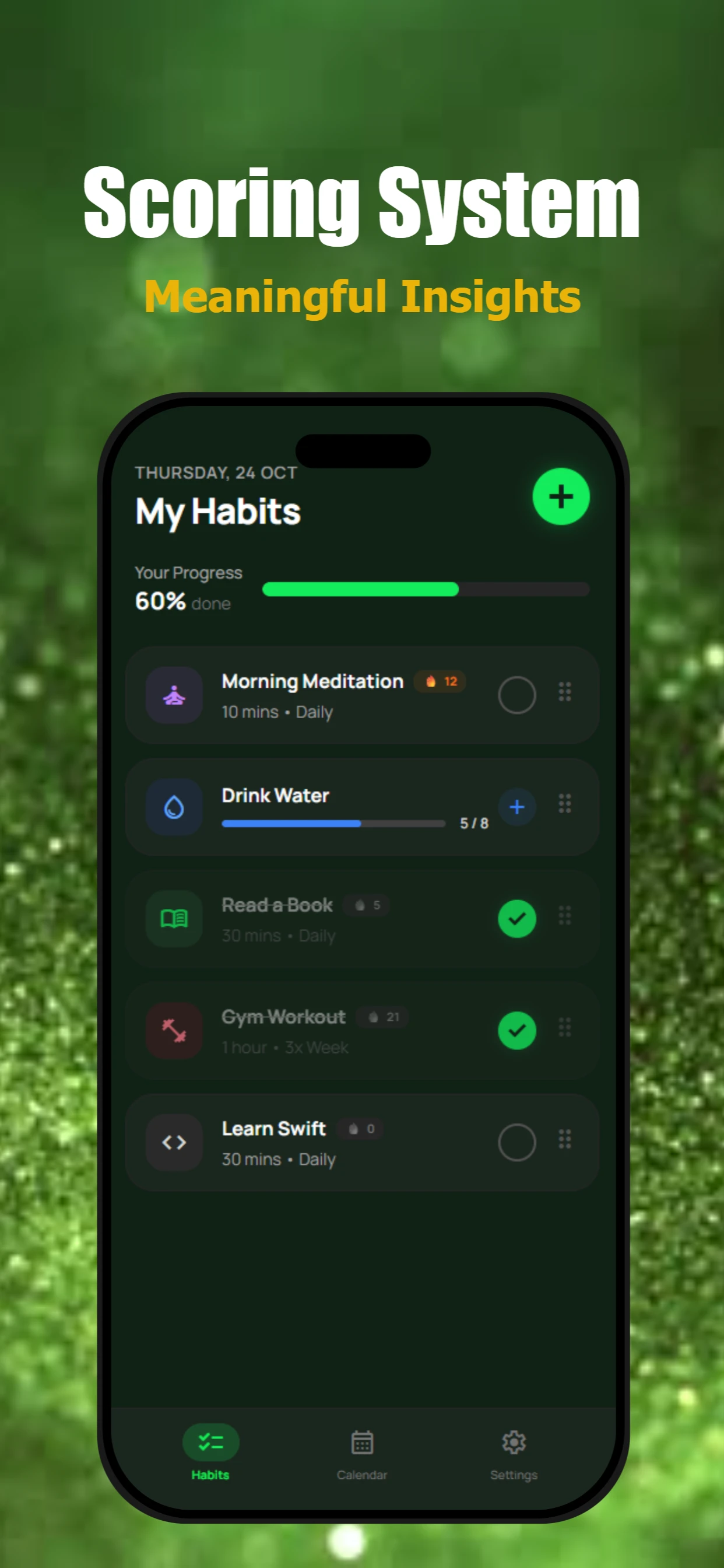 Green app screenshot template — slide 3