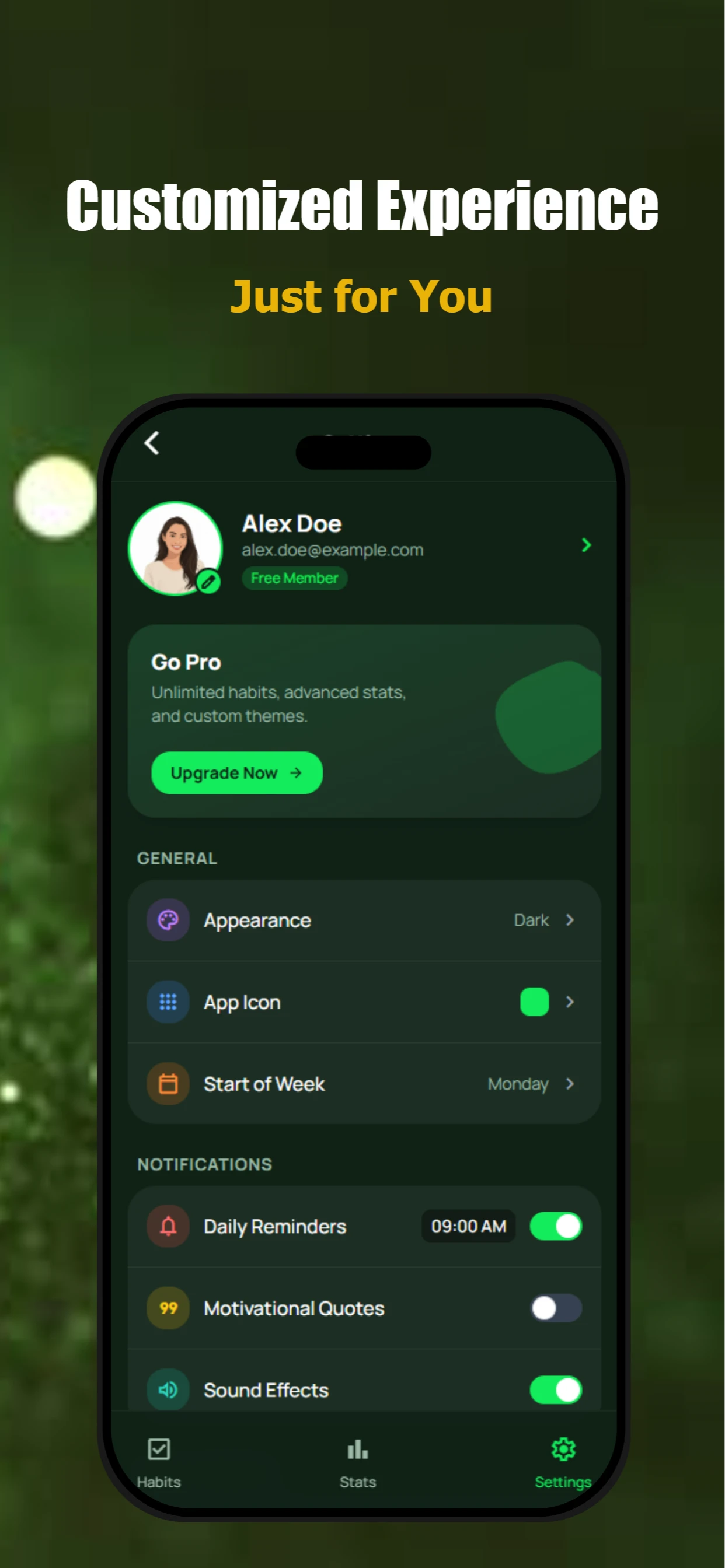 Green app screenshot template — slide 5