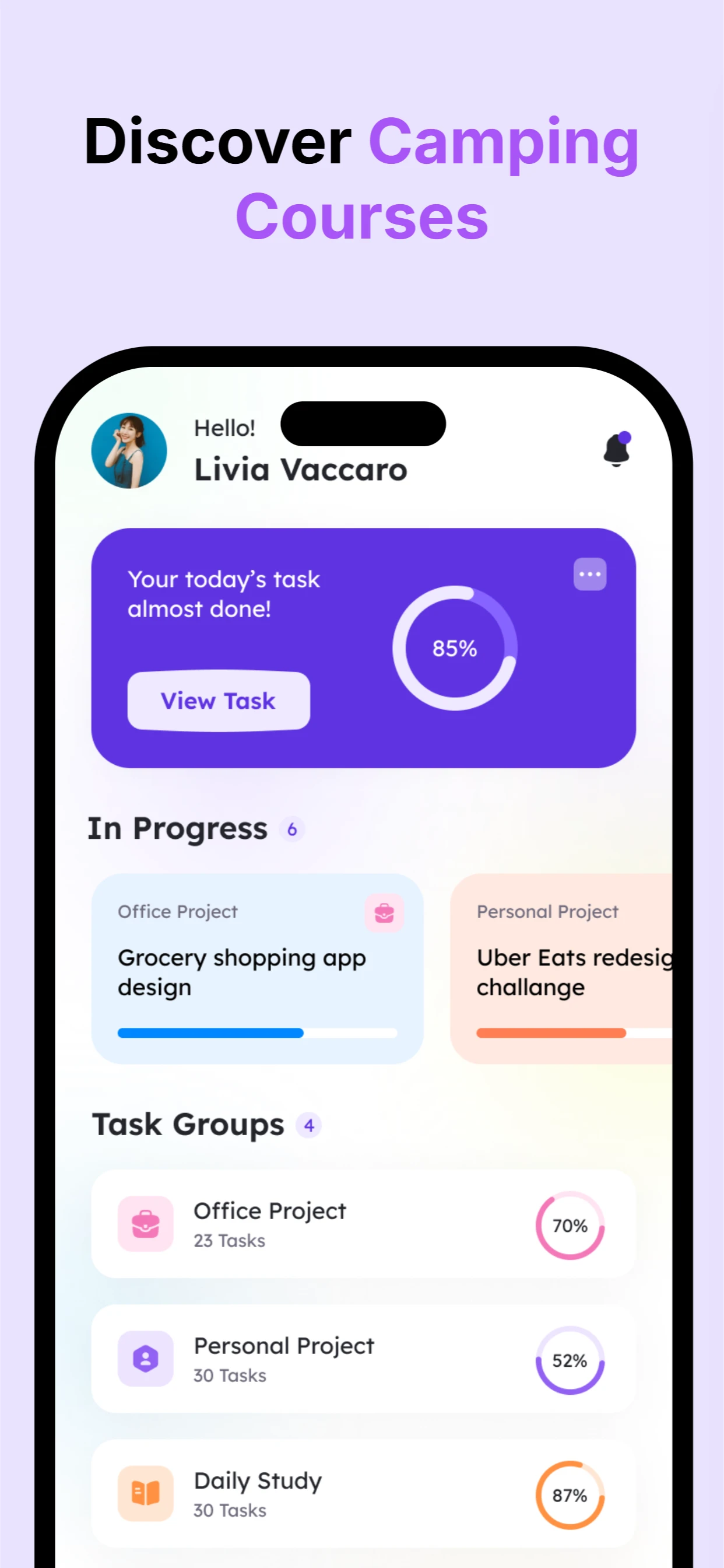 Lavender app screenshot template — slide 1