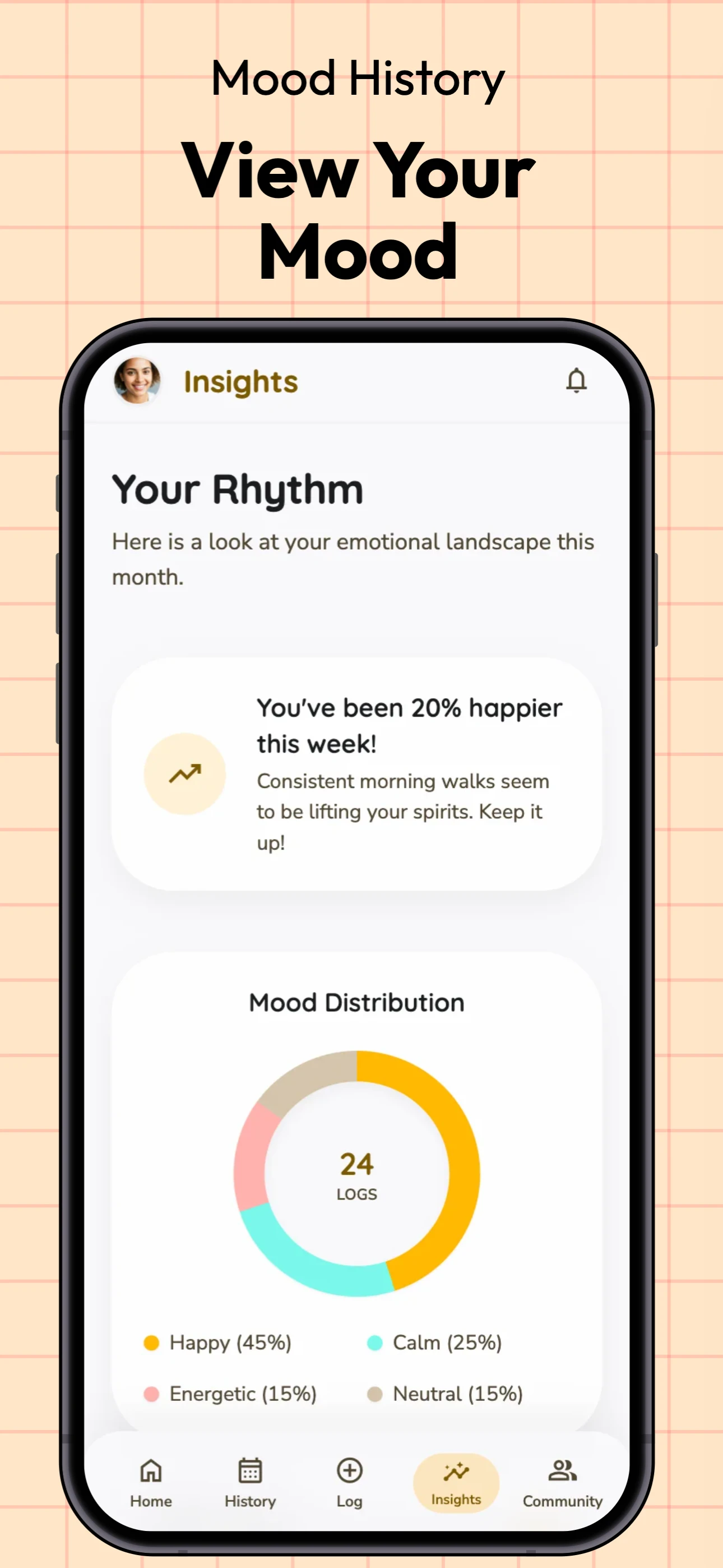 Moody Theme app screenshot template — slide 4