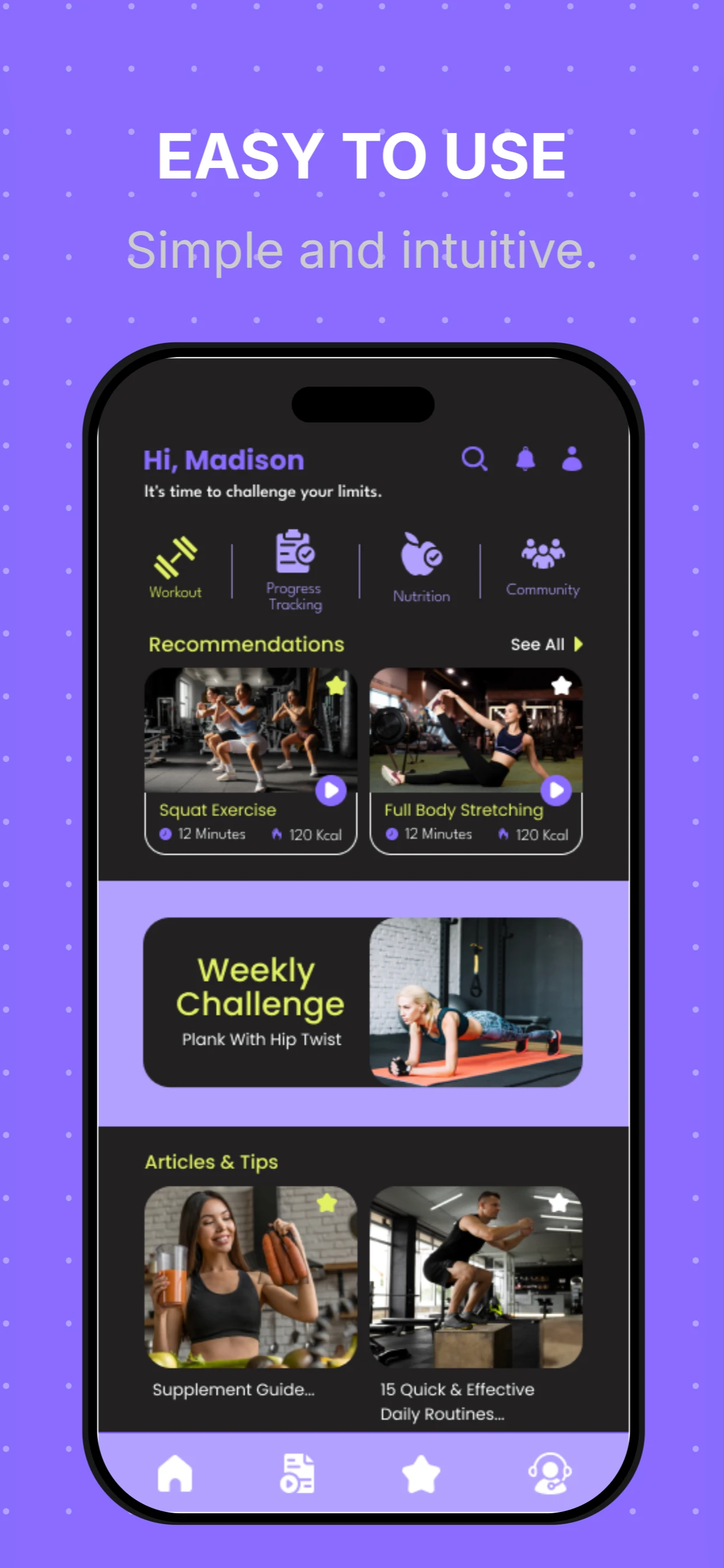 Purple Dots app screenshot template — slide 3