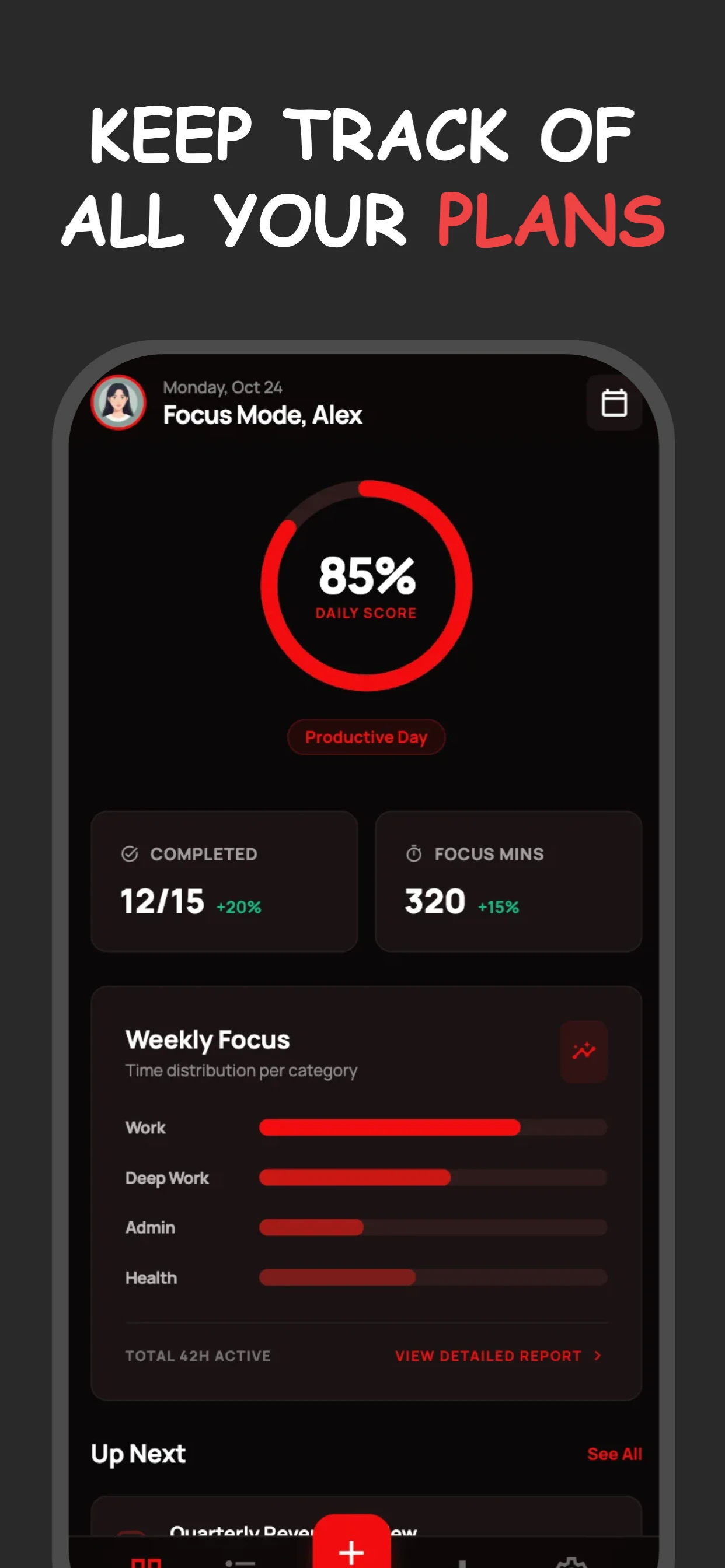 Red app screenshot template — slide 1