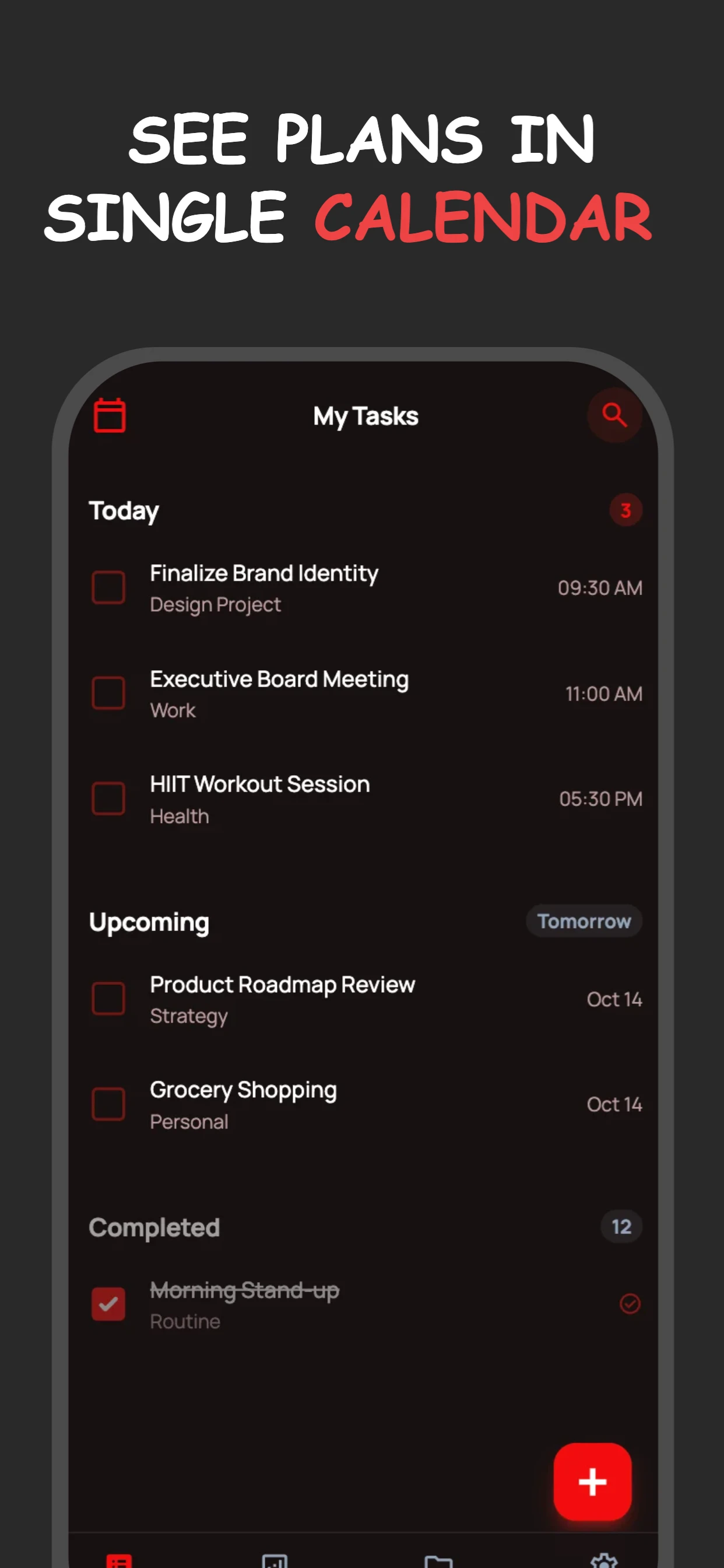 Red app screenshot template — slide 3