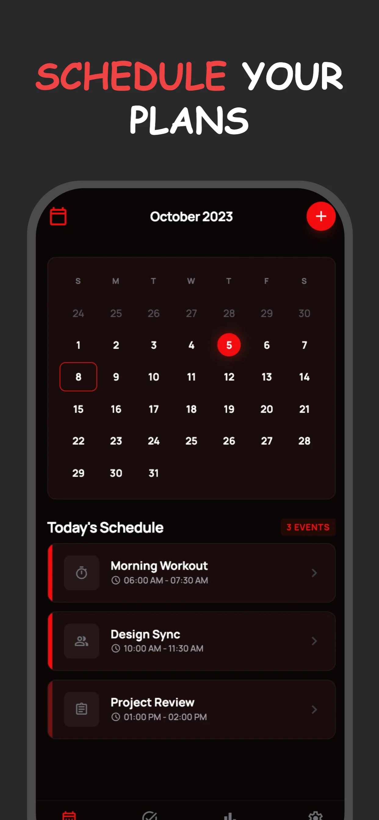 Red app screenshot template — slide 4