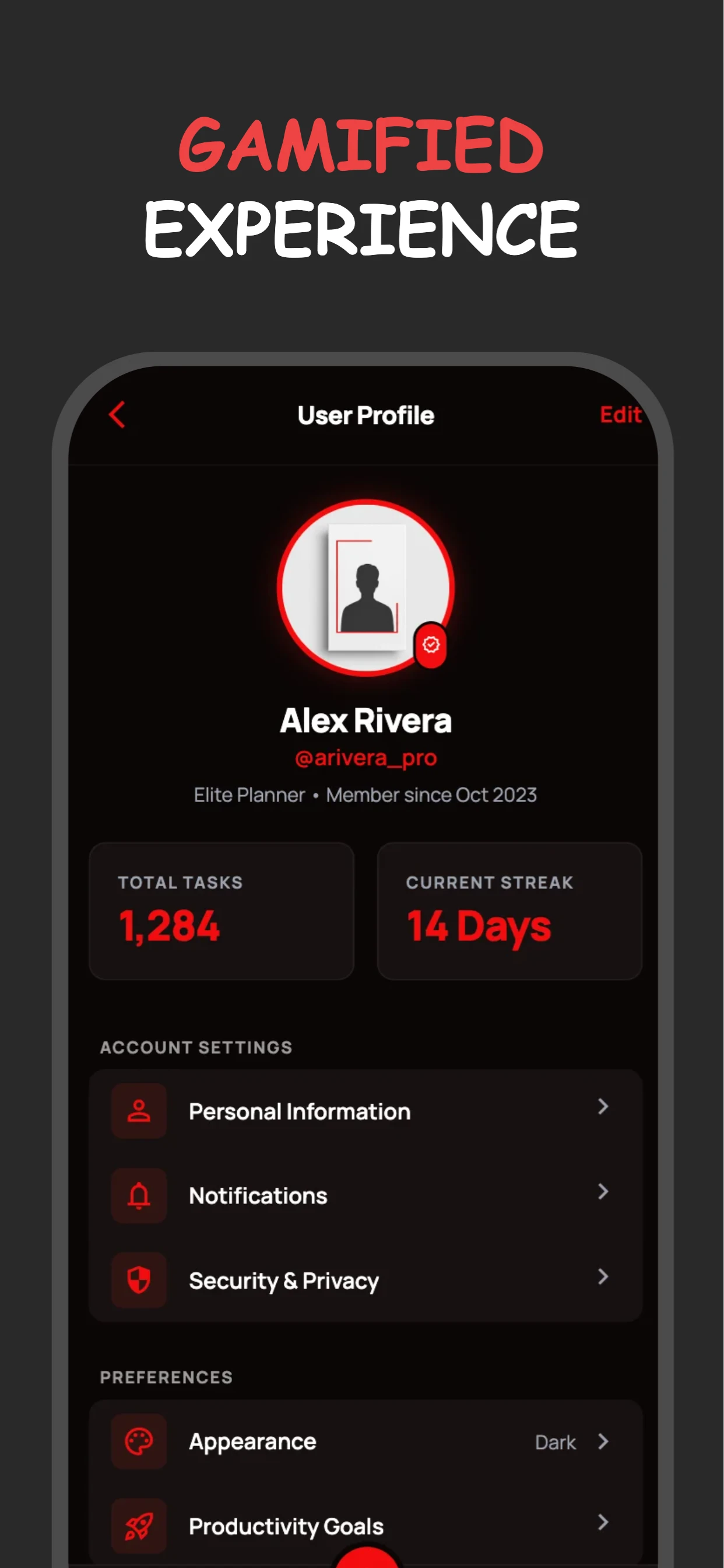 Red app screenshot template — slide 5