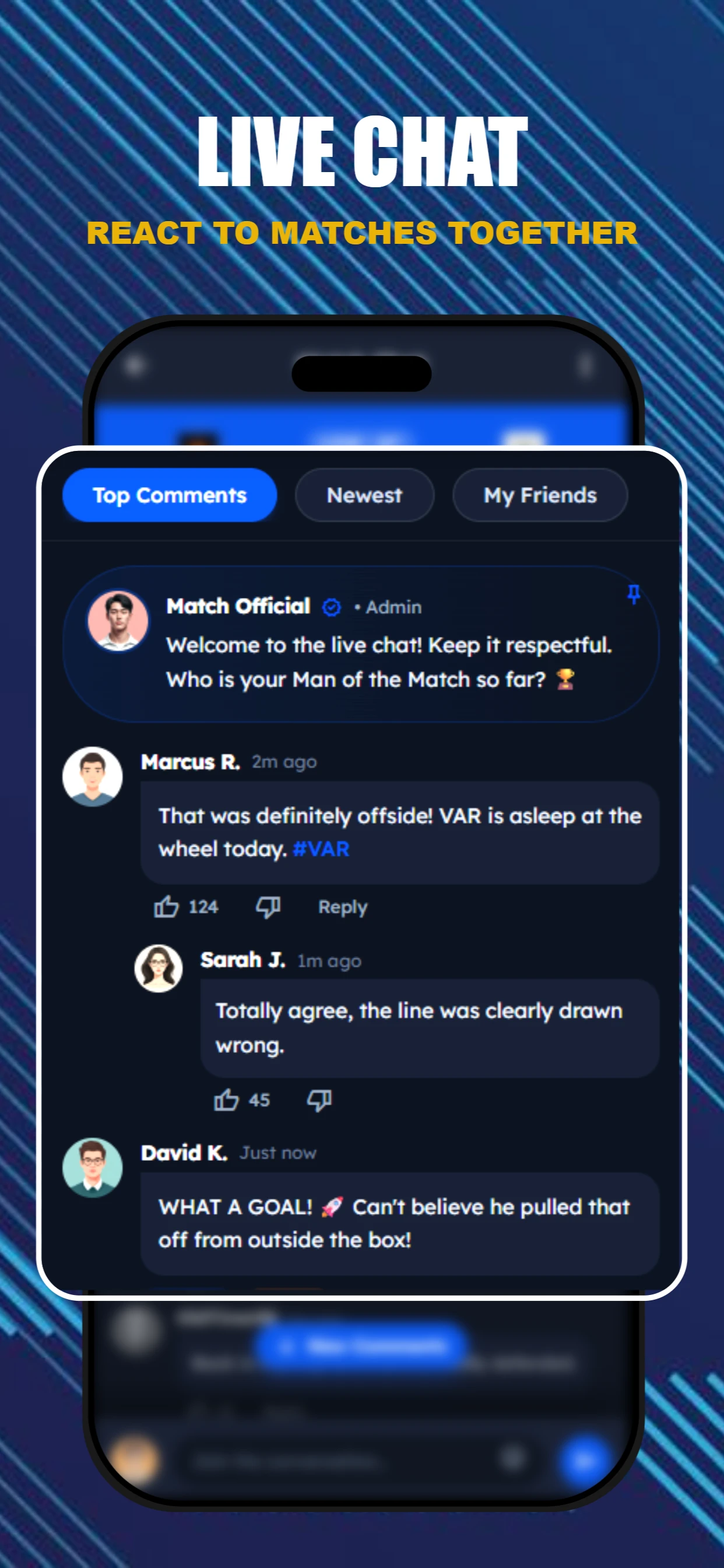 Sports Live app screenshot template — slide 3