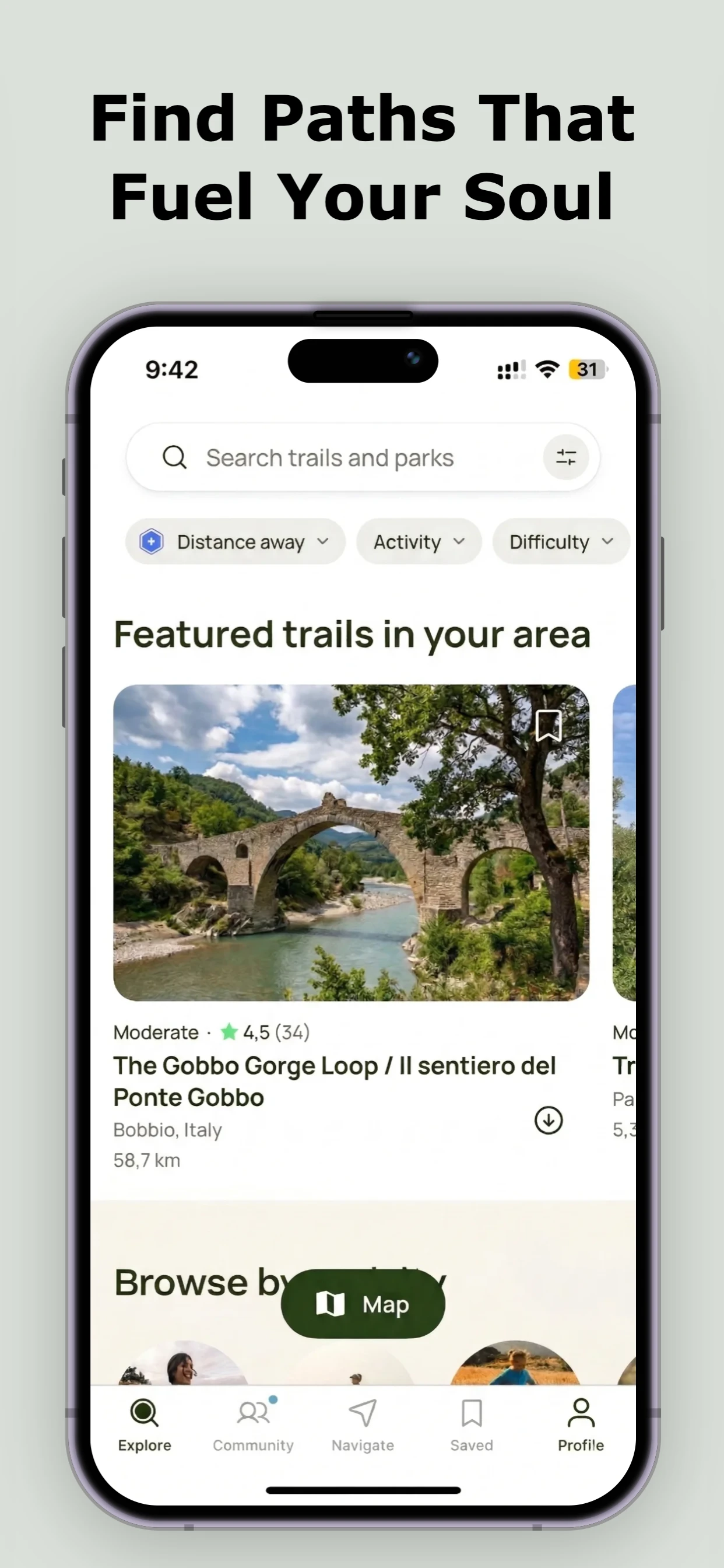 Trail Explorer Template app screenshot template — slide 2